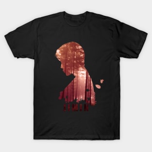 BTS Chim chim mochi Ji min side silhouette (red forest and leaves) - BTS Army kpop T-Shirt